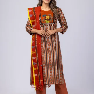 Brick Red Ornamenta Theme Shalwar Kaneez
