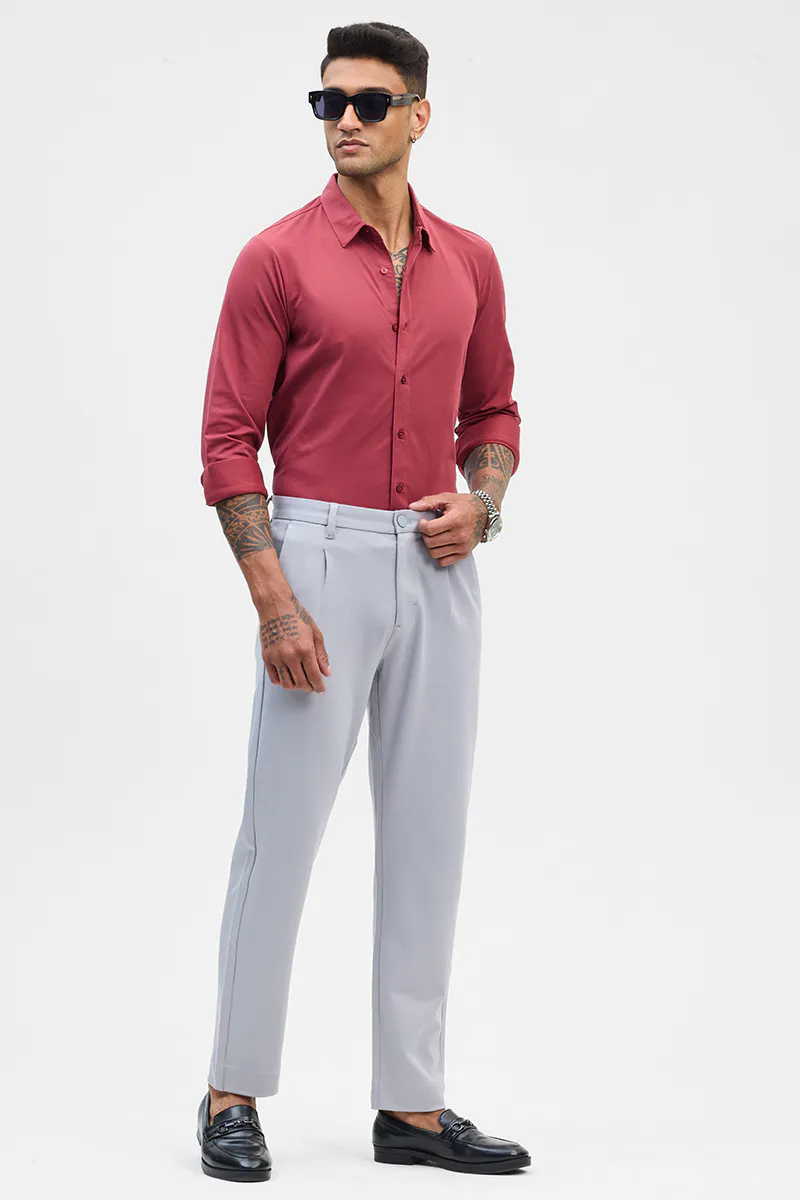 Red Slim Fit Stretch Shirt - Image 2