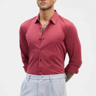 Red Slim Fit Stretch Shirt