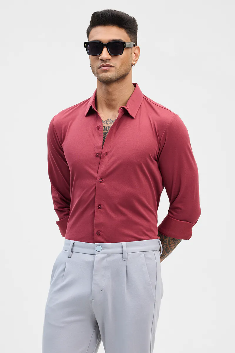 Red Slim Fit Stretch Shirt