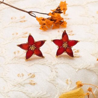 Star shaped red earrings