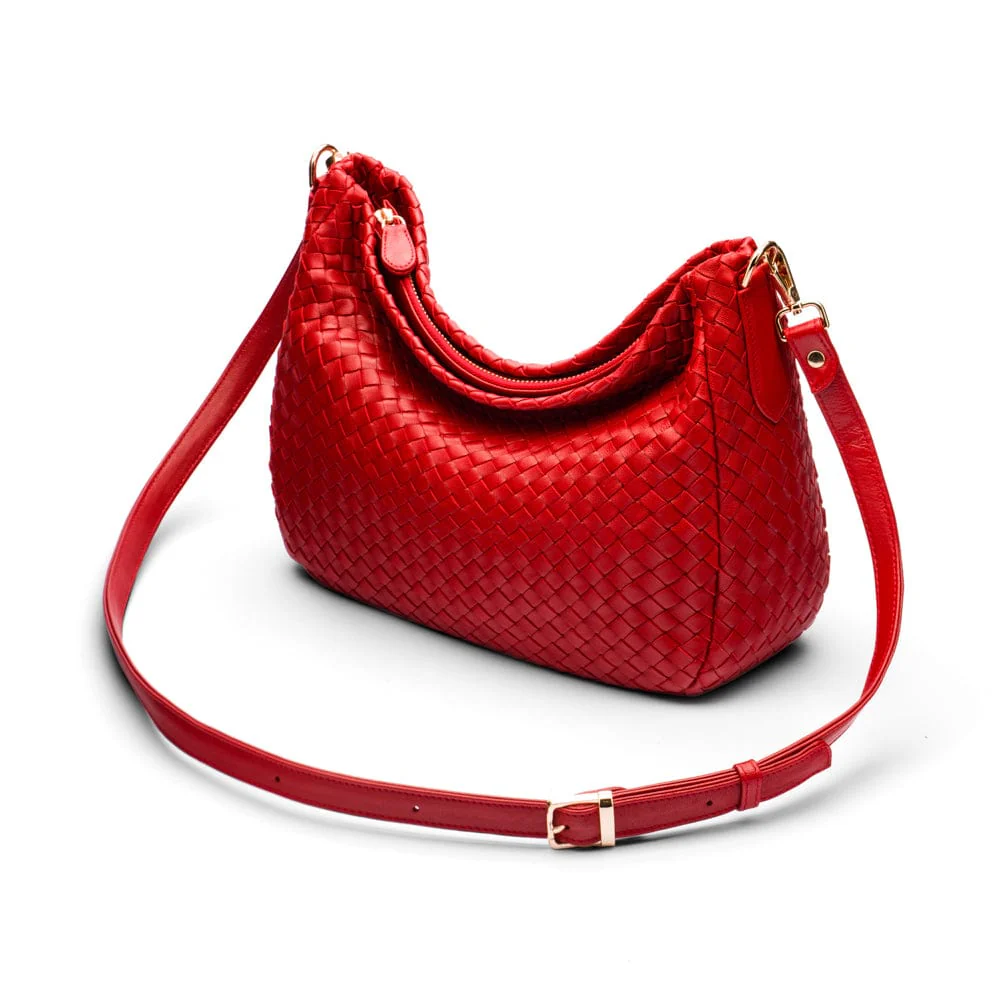 Melissa Slouchy Leather Woven Bag - Red - Image 2