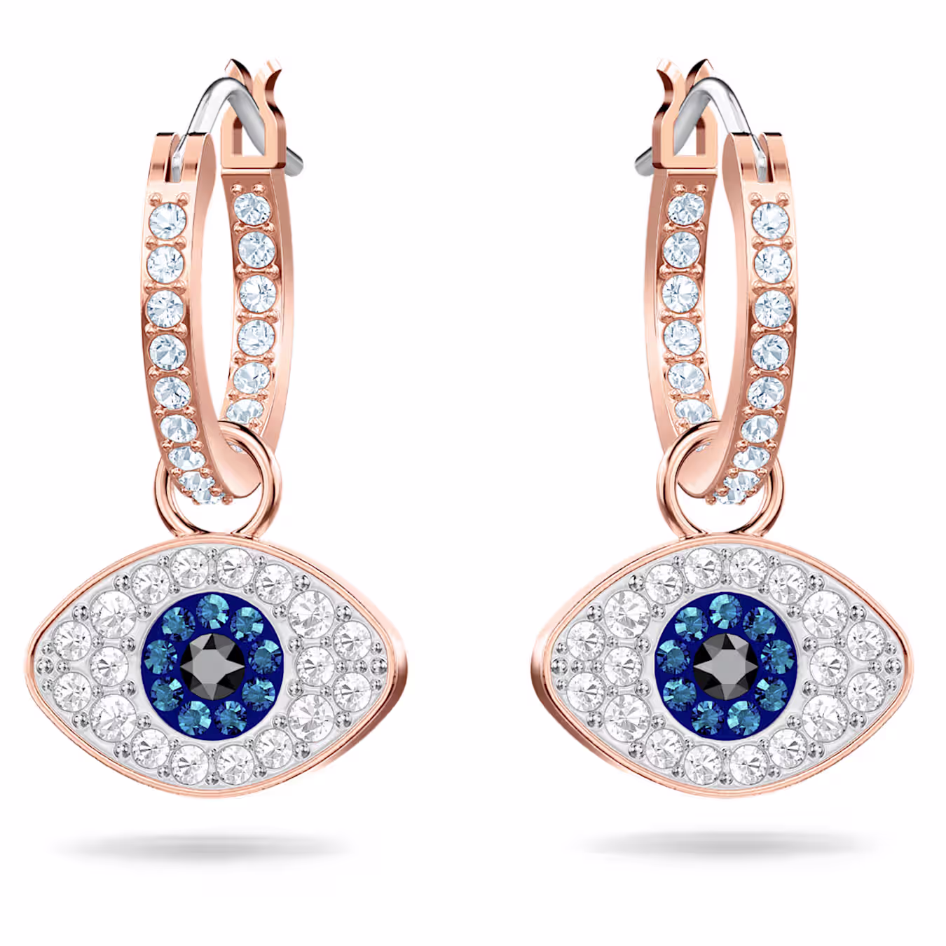 Symbolica hoop earrings Evil eye, Blue, Rose gold-tone plated
